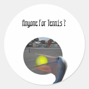 Grappige Pelican Tennis Speler, Ronde Sticker