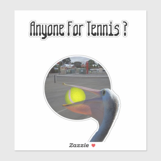 Grappige Pelican Tennis Speler, Sticker (Vel)