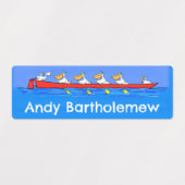 Grappige pelikanen roeien cartoon gepersonaliseerd labels (Design 2)