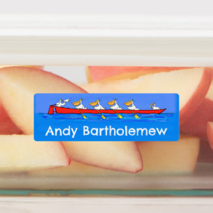 Grappige pelikanen roeien cartoon gepersonaliseerd labels