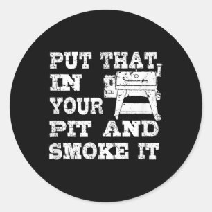 Grappige Pellet Smoker BBQ Pit Gift Grill voor vle Ronde Sticker