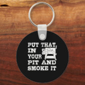 Grappige Pellet Smoker BBQ Pit Gift Grill voor vle Sleutelhanger (Voorkant)