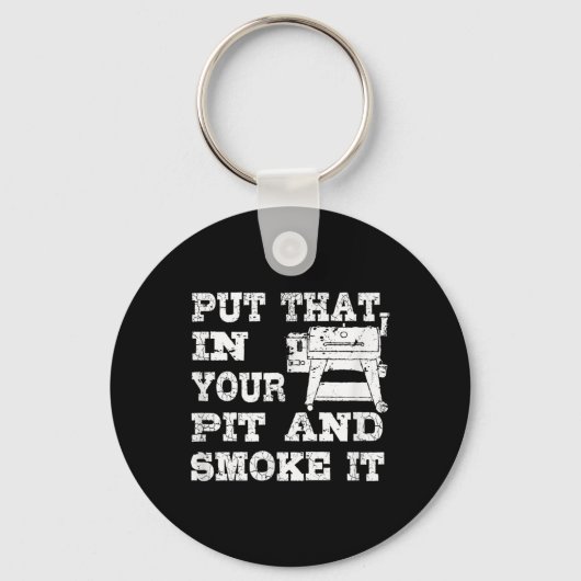 Grappige Pellet Smoker BBQ Pit Gift Grill voor vle Sleutelhanger (Voorkant)