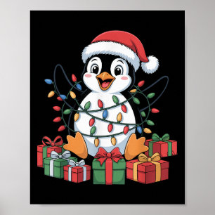 Grappige Penguin Santa Hoed Dieren Lovers Lelijke Poster