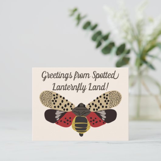 Grappige Pennsylvania Spotted Lanternfly Custom Briefkaart (Staand voorkant)