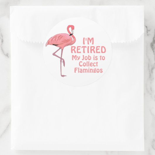 Grappige pensioen Flamingo Collector Ronde Sticker (Tas)