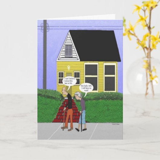 Grappige pensioen Kaart (Gele Bloem)