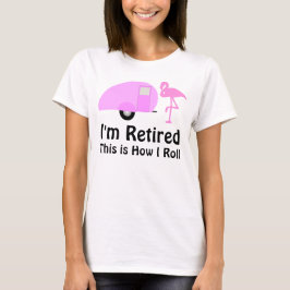 Grappige Pensioen Roze Flamingo Retro Camper T-shirt