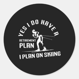 Grappige Pensioen Skiën Ronde Sticker