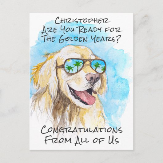 Grappige pensioenfelicitaties van ons allemaal briefkaart (Voorkant)