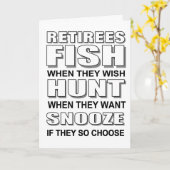 Grappige pensioenjagers, vissers en snoozers kaart (Gele Bloem)