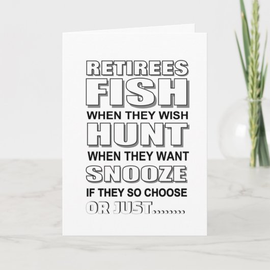 Grappige pensioenjagers, vissers en snoozers kaart (Voorkant)