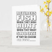 Grappige pensioenjagers, vissers en snoozers kaart (Gele Bloem)