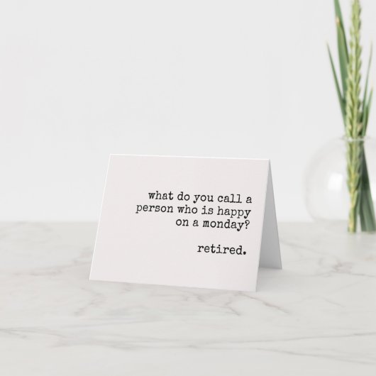 grappige pensioenkaart, vrolijke pensionering, fel bedankkaart (Voorkant)