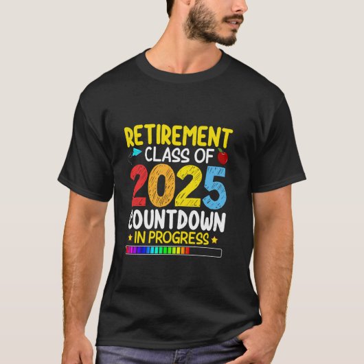 Grappige pensioenklasse van 2025 aftellen in uitvo t-shirt (Voorkant)