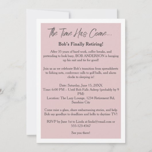 Grappige pensioenpartij kaart (Voorkant)