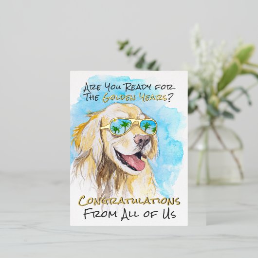 Grappige pensioenwensen van ons allemaal folie feestdagen briefkaart (Staand Voorkant)