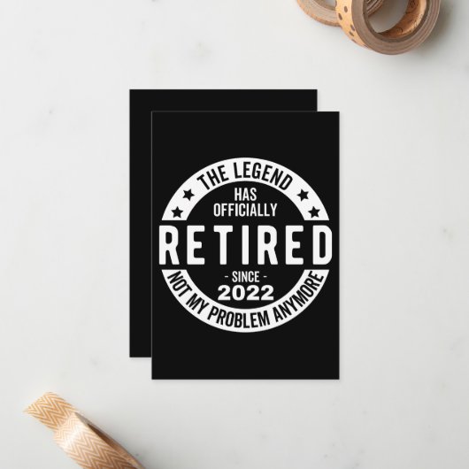 grappige pensionering, gepensioneerd, gepensioneer notitiekaartje (Voorkant / Achterkant in situ)