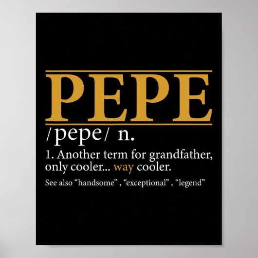 Grappige Pepe Definitie Vaders Dag Gift Opa Gif Poster (Voorkant)