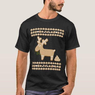 Grappige peperkoek Herten Poep Emoji Lelijke Kerst T-shirt