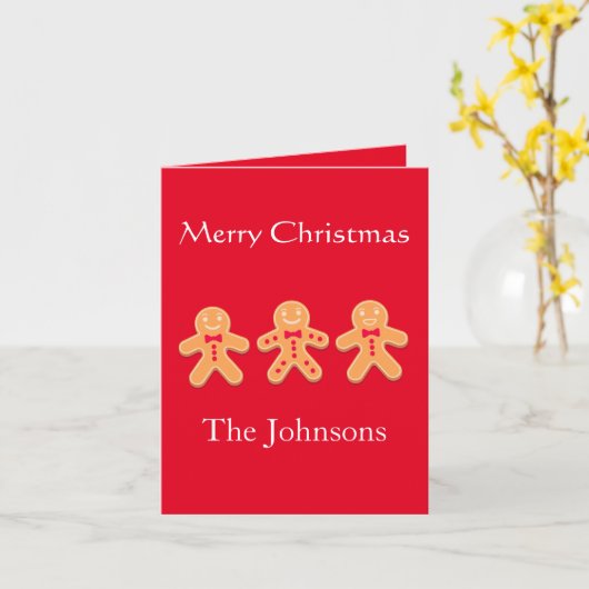 Grappige peperkoek kerstvakantie kaart (Gele Bloem)