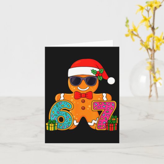 Grappige Peperkoek Zes Zeven 67 Ijs Drip Kerstmis Kaart (Gele Bloem)