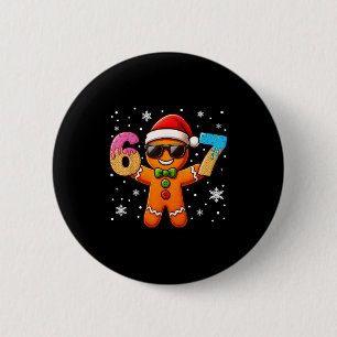 Grappige Peperkoek Zes Zeven 67 Ijs Drip Kerstmis Ronde Button 5,7 Cm