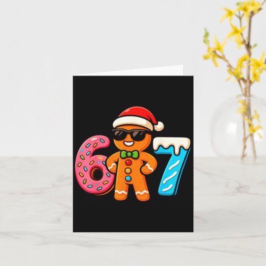 Grappige Peperkoek Zes Zeven 67 IJsdrup Kerstmis Kaart (Gele Bloem)