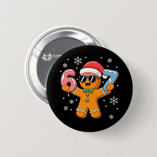 Grappige Peperkoek Zes Zeven 67 IJsdruppel Kerstmi Ronde Button 5,7 Cm (Voorkant /achterkant)