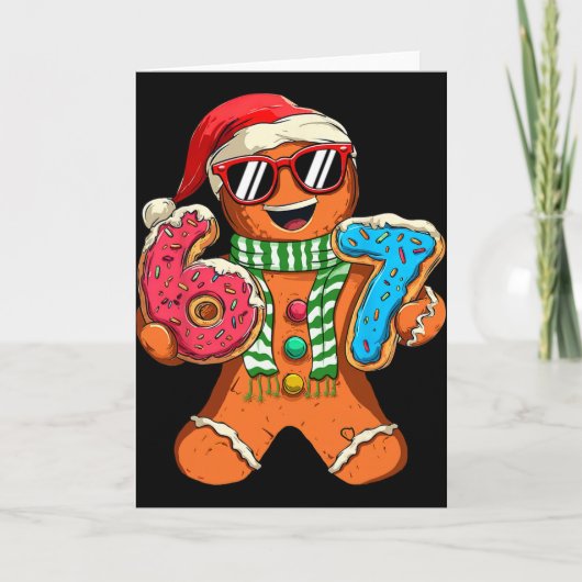 Grappige Peperkoek Zes Zeven 67 Meme Ijs Kerst Kaart (Voorkant)