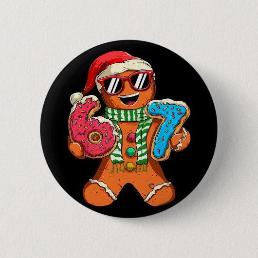 Grappige Peperkoek Zes Zeven 67 Meme Ijs Kerstmis Ronde Button 5,7 Cm (Voorkant)