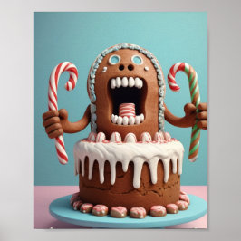 Grappige peperkoekcake-kunst – Mooie kerst-snoepje Poster