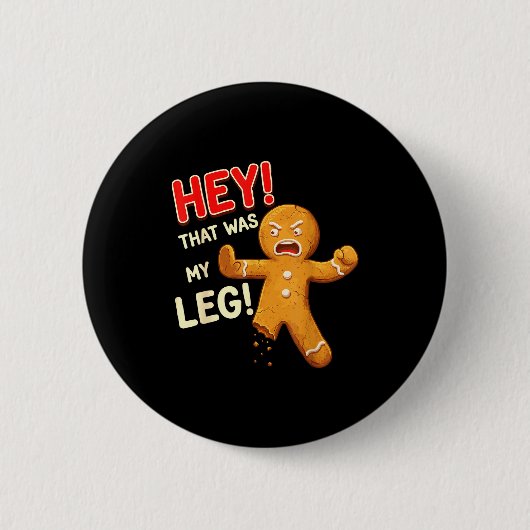 Grappige peperkoekmannenkoekjes Dat was mijn been Ronde Button 5,7 Cm (Voorkant)