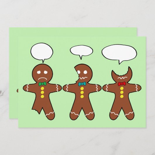 Grappige peperkoekmannetjes Cookies Voer uw tekst  Feestdagenkaart (Voorkant / Achterkant)