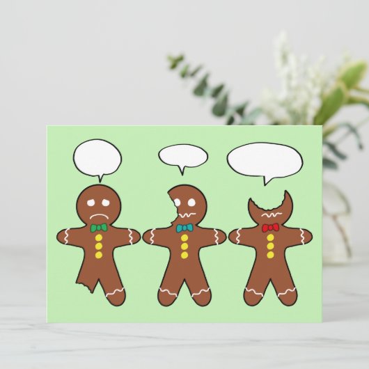 Grappige peperkoekmannetjes Cookies Voer uw tekst  Feestdagenkaart (Staand voorkant)