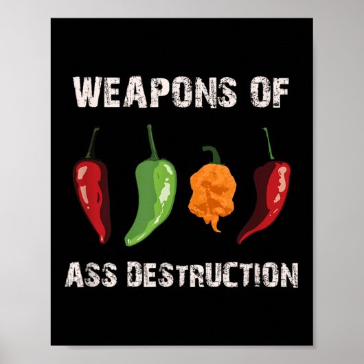 Grappige Pepper Chili Head Spicy Hot Foods Poster (Voorkant)