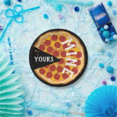 Grappige pepperoni pizza leuke feestje rood zwart papieren bordje (Feest)