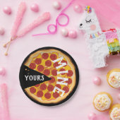 Grappige pepperoni pizza leuke feestje rood zwart papieren bordje (Feest)