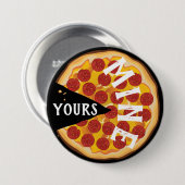 Grappige pepperoni pizza leuke foodie zwart rood ronde button 7,6 cm (Voorkant /achterkant)
