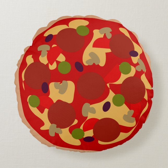 Grappige pepperoni pizza ronde novelty-werp kussen (Voorkant)