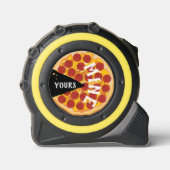 Grappige pepperoni pizza schattig feest rood zwart rolmaat (Voorkant)