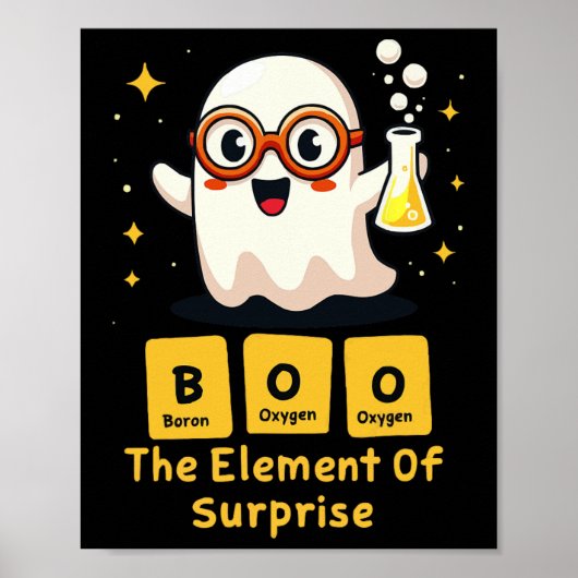 Grappige Periodic Table Chemistry Ghost Nerd Boo H Poster (Voorkant)