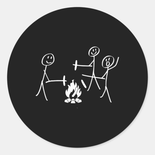 Grappige personages dansen rond het vuur ronde sticker (Voorkant)