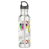 Grappige personages en schoolmateriaal. Aangepast Waterfles (Achterkant)