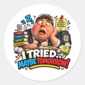 Grappige personages terug naar school ballon ronde sticker