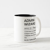Grappige Persoonlijke Admin Wizard Definitie Tweekleurige Koffiemok (Voorkant rechts)