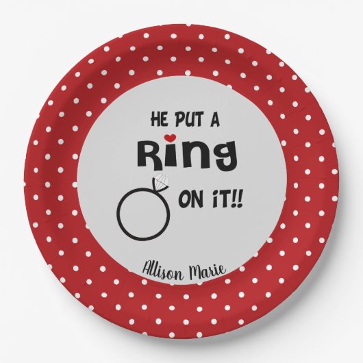 Grappige Persoonlijke Hij deed een Ring om  Papieren Bordje (Voorkant)