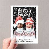 Grappige Persoonlijke Kerst Foto Laat het Sneeuwen Acryl Uitnodigingen (Insitu (Draagbaar))