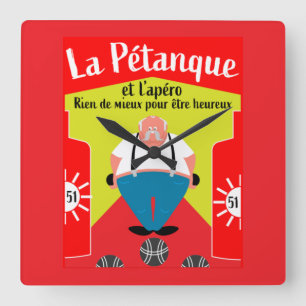 grappige Pertanque cadeautjes Vierkante Klok