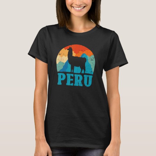 Grappige Peru Alpaca Retro Peruviaanse Lama T-shirt (Voorkant)